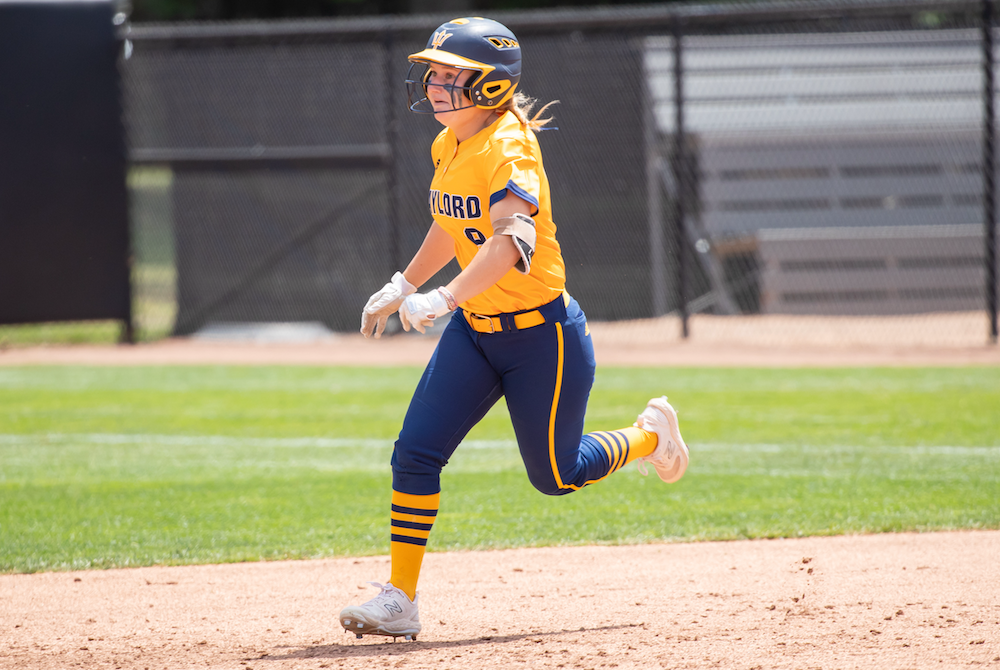 Gaylord’s Alexis Shepherd sprints toward second base; she scored the game-winning run in Saturday’s Division 2 Final.