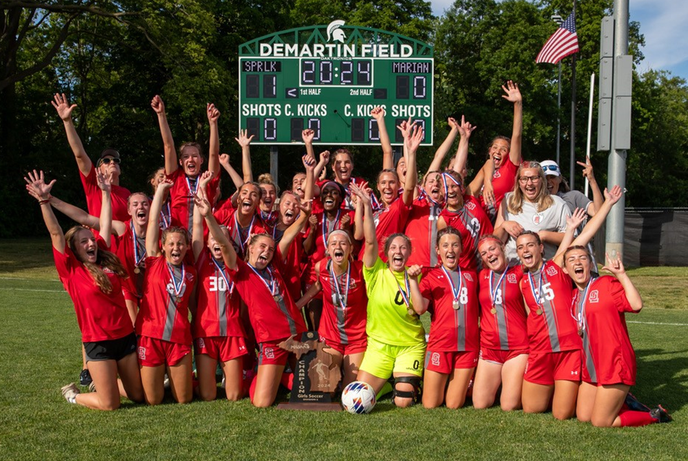 The Spring Lake girls soccer team celebrates its Division 2 championship this spring.