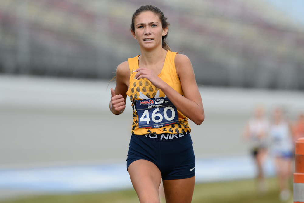 Goodrich’s Kamryn Lauinger pushes through the final stretch to finish 10th at last year’s LPD2 championship race at MIS.