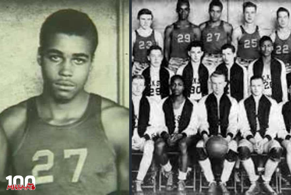 James Earl Jones is pictured alone and with his basketball teammates at Brethren Dickson.