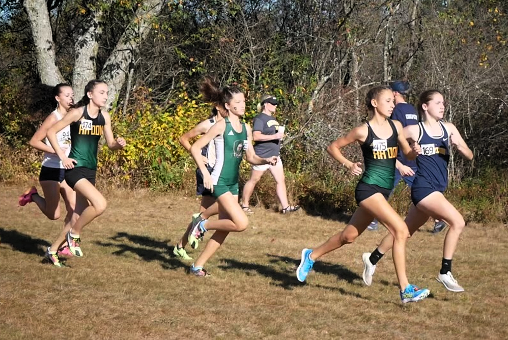 Victoria (475) and Emilia Garces (474) pace with the lead pack during a race this season.