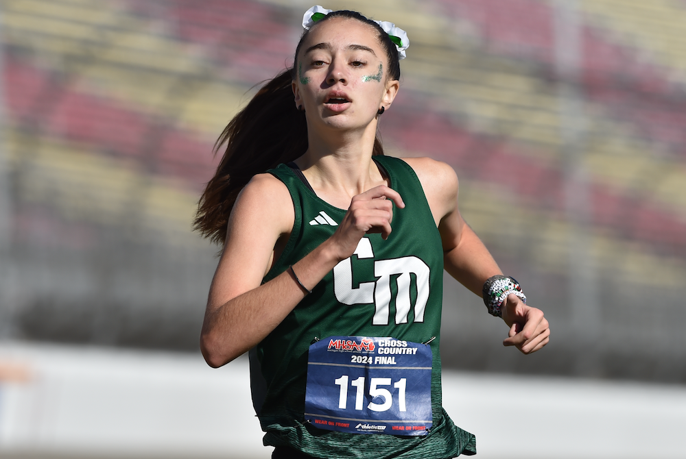 Central Montcalm’s Kyah Hoffman finishes her Division 3 championship run Saturday at Michigan International Speedway. 