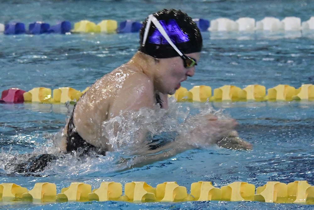 Ann Arbor Pioneer’s Ursula Ott swims the breaststroke during Saturday’s Division 1 Finals at Holland Aquatic Center.