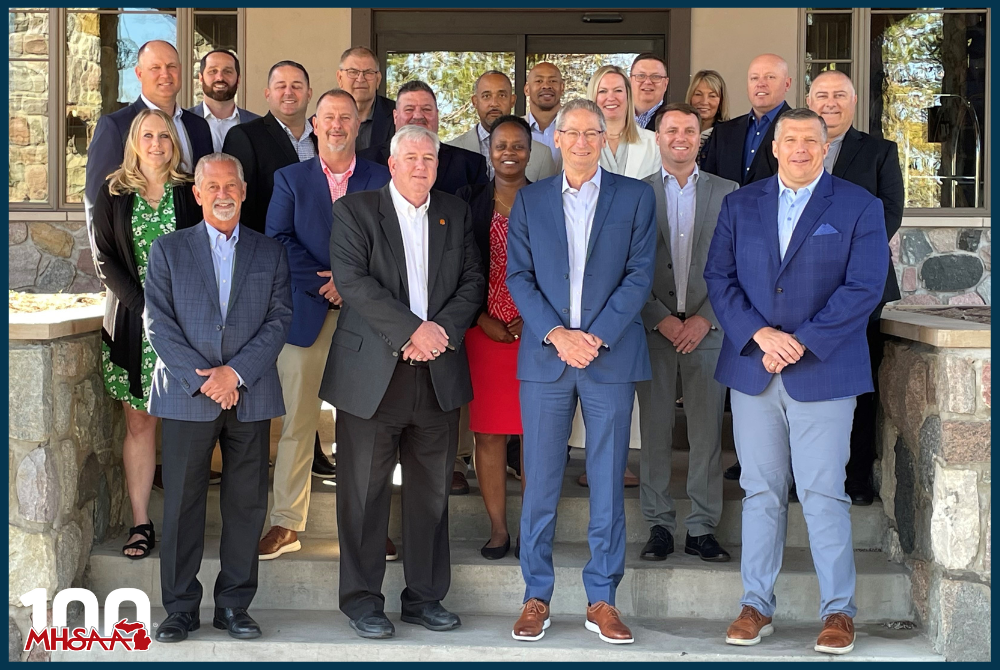 The MHSAA Representative Council takes a group photo during its Spring Meeting in May. 