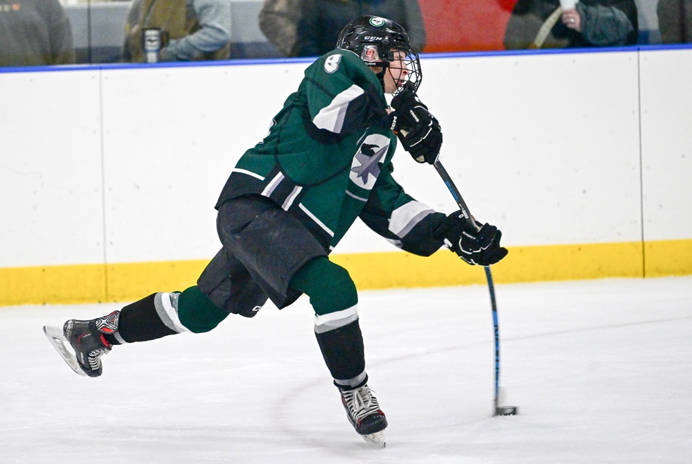 Painesdale Jeffers’ junior Brogan Turner rips a shot during a game this season.