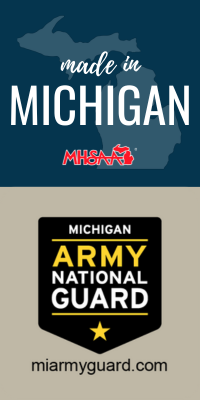 Made In Michigan and Michigan Army National Guard logos