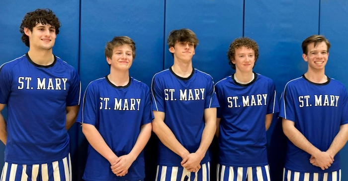 St. Mary’s seniors, from left: Shawn Brammer, Jack Gwynn, Dylan Barnowski, Drew Thompson and Nick Linguar. 