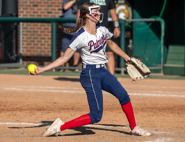 USA’s Olivia Green fires a pitch during her team’s victory at Secchia Stadium.