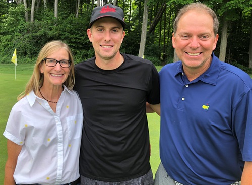 Hursey, recently, with his parents Nikki and Todd.