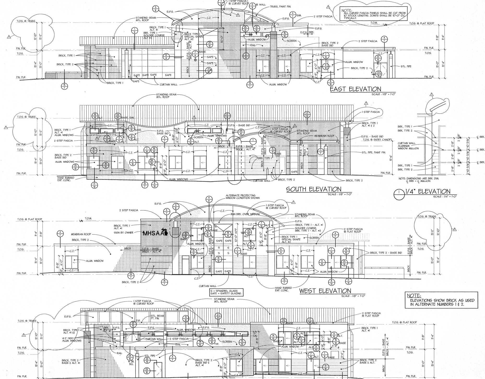 Blueprints for the Ramblewood office exterior.