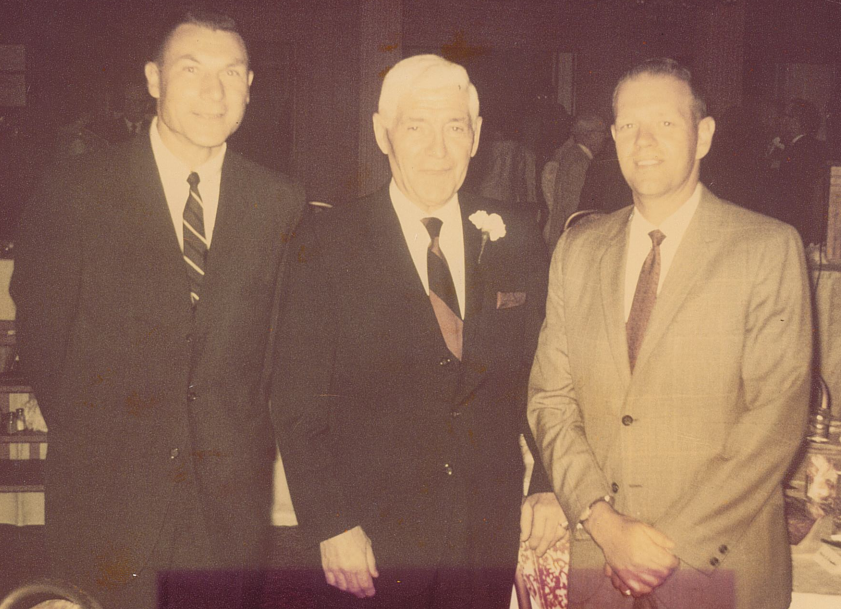 Past MHSAA executive directors (from left) Allen W. Bush, Charles E. Forsythe and Vern L. Norris take a photo together.