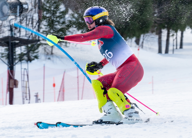 Petoskey’s Elijah Dettmer races to a runner-up finish in slalom. 