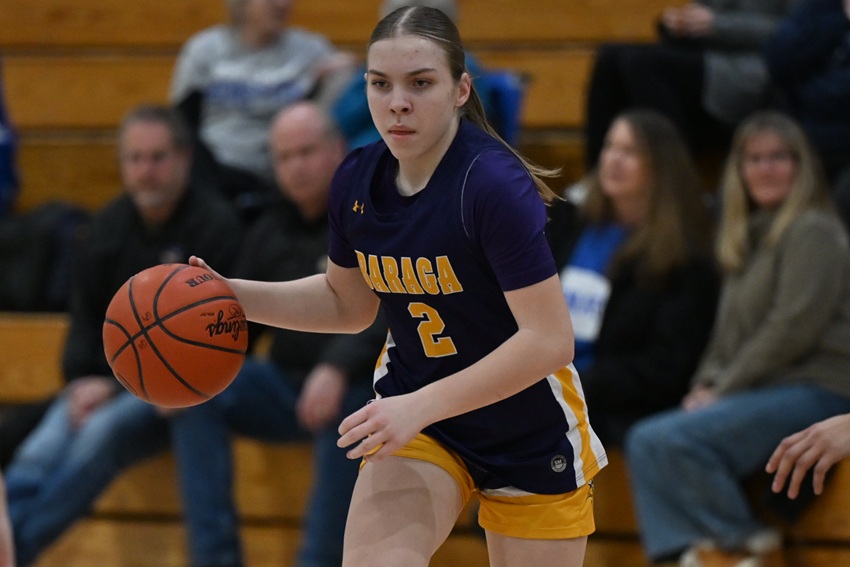 Baraga's Danica Jahfetson directs the offense against Ishpeming.